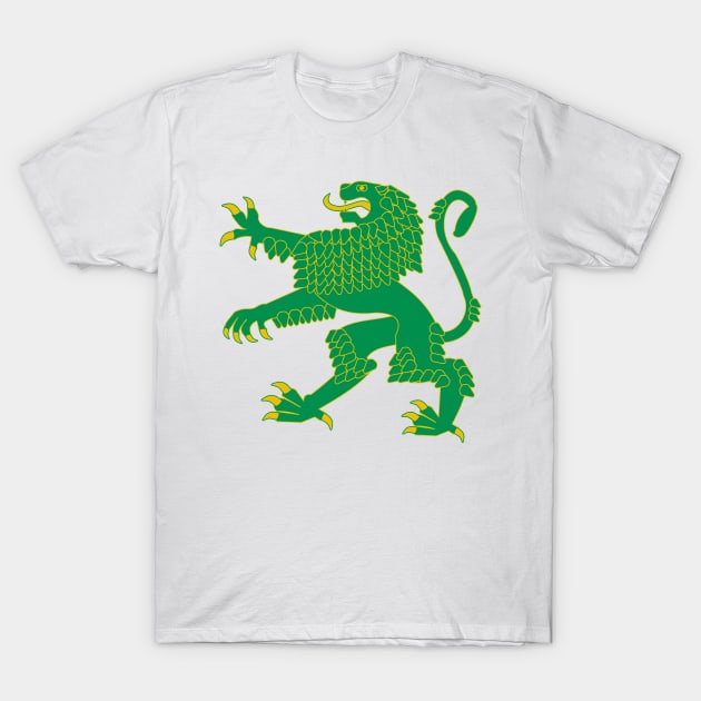 Heraldic Rampant Lion (Green) T-Shirt by PabloDeChenez